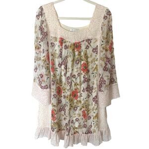 Jovovich Hawk for Target Floral Mini Dress Women's Small Multicolor Ruffle Hem